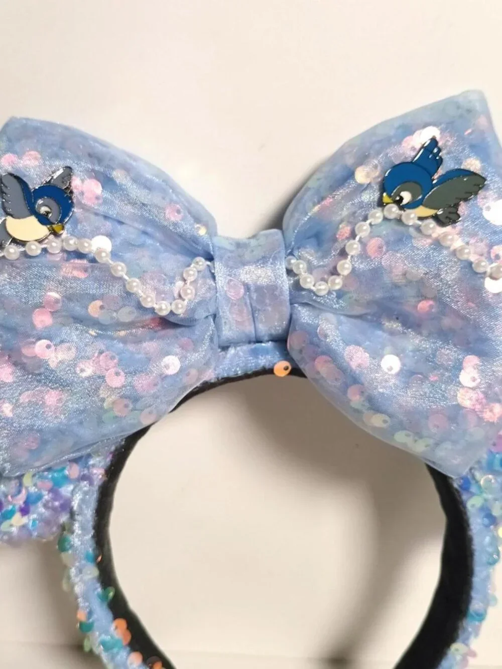 Custom made Cinderella Blue Sequin Minnie Mouse Ears Headband Disney